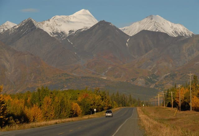 Highway in Haines Junction in Alaska