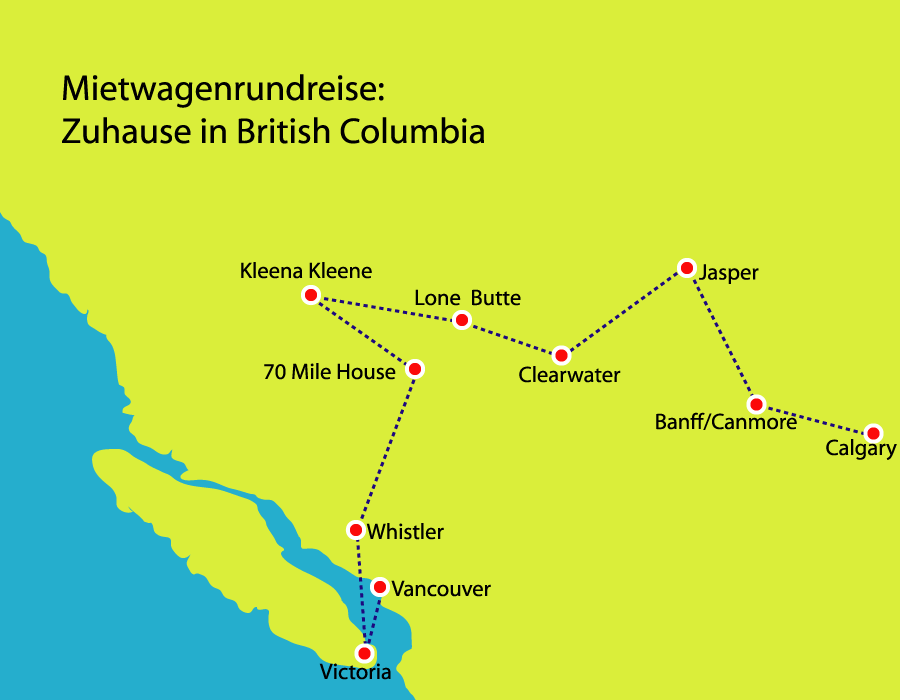 Mietwagenreise von Calgary nach Vancouver in Westkanada
