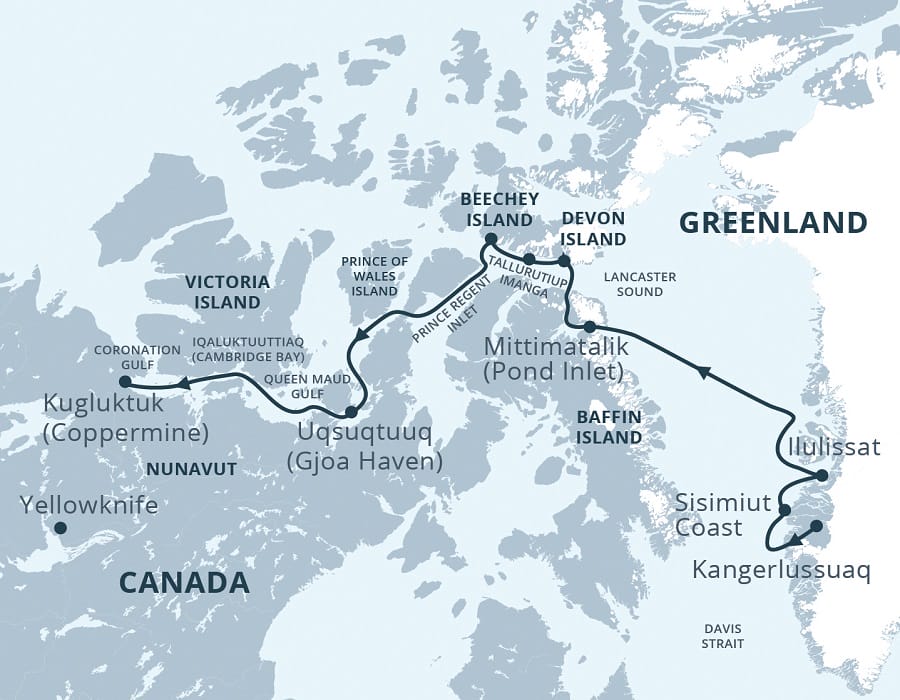 Kreuzfahrt Karte Kanada Grönland